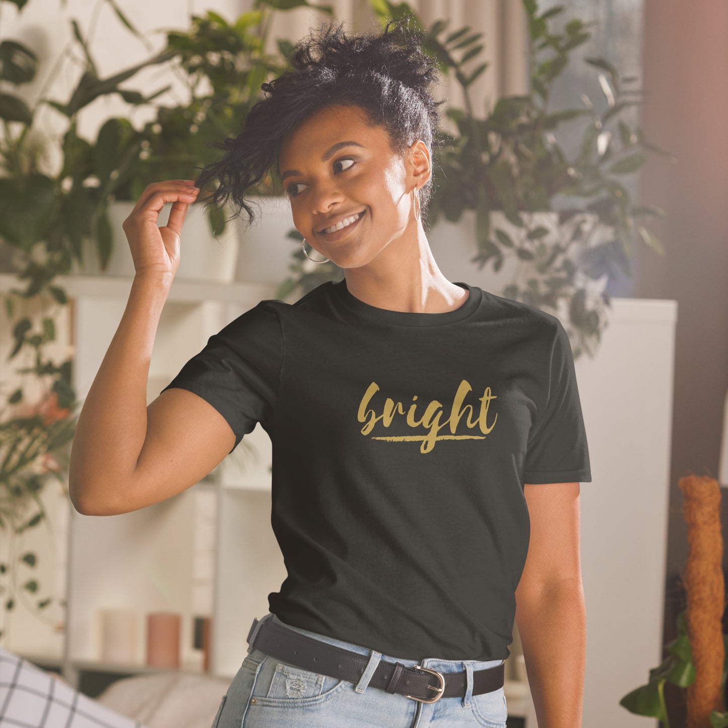 Bright Lower Logo Tee in Gold