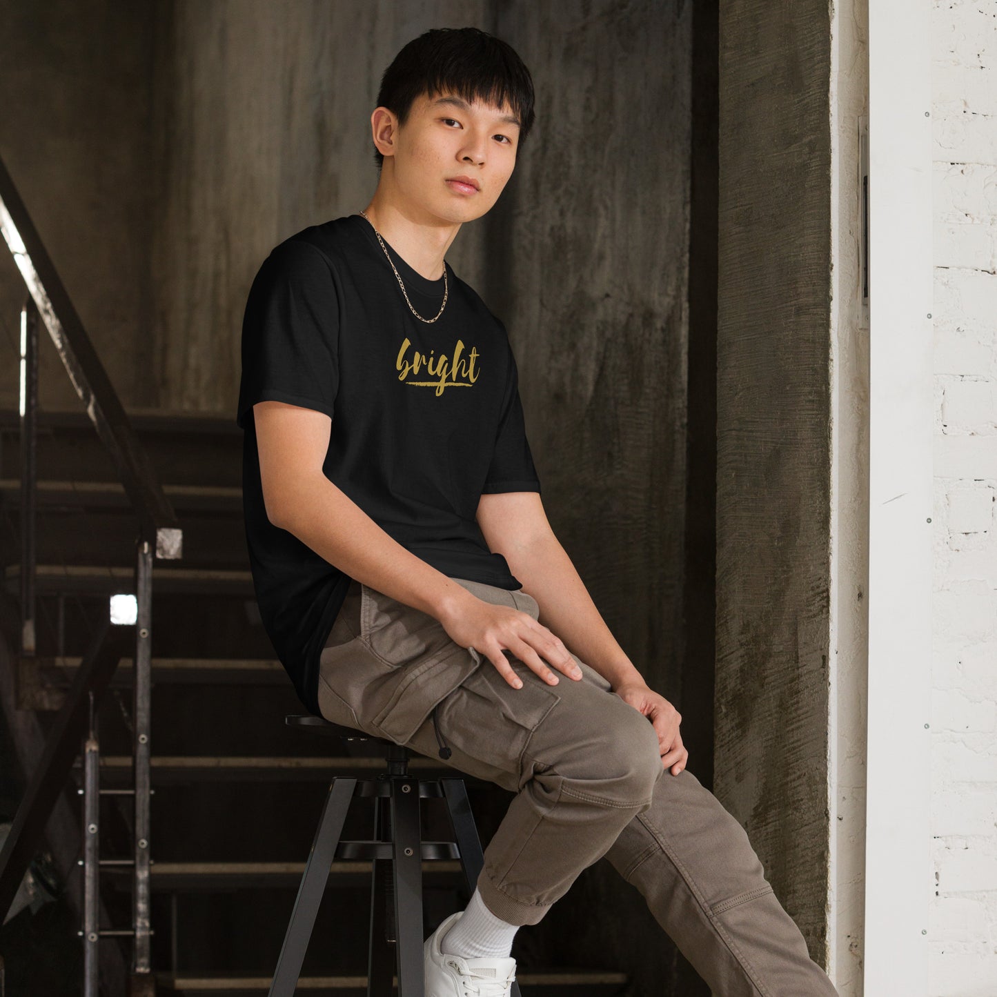 Bright Lower Logo Tee in Gold