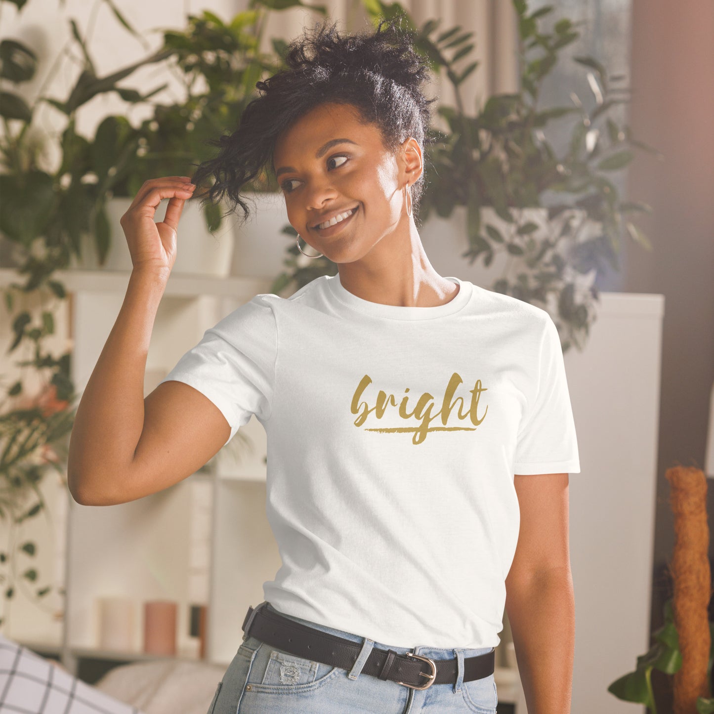 Bright Lower Logo Tee in Gold