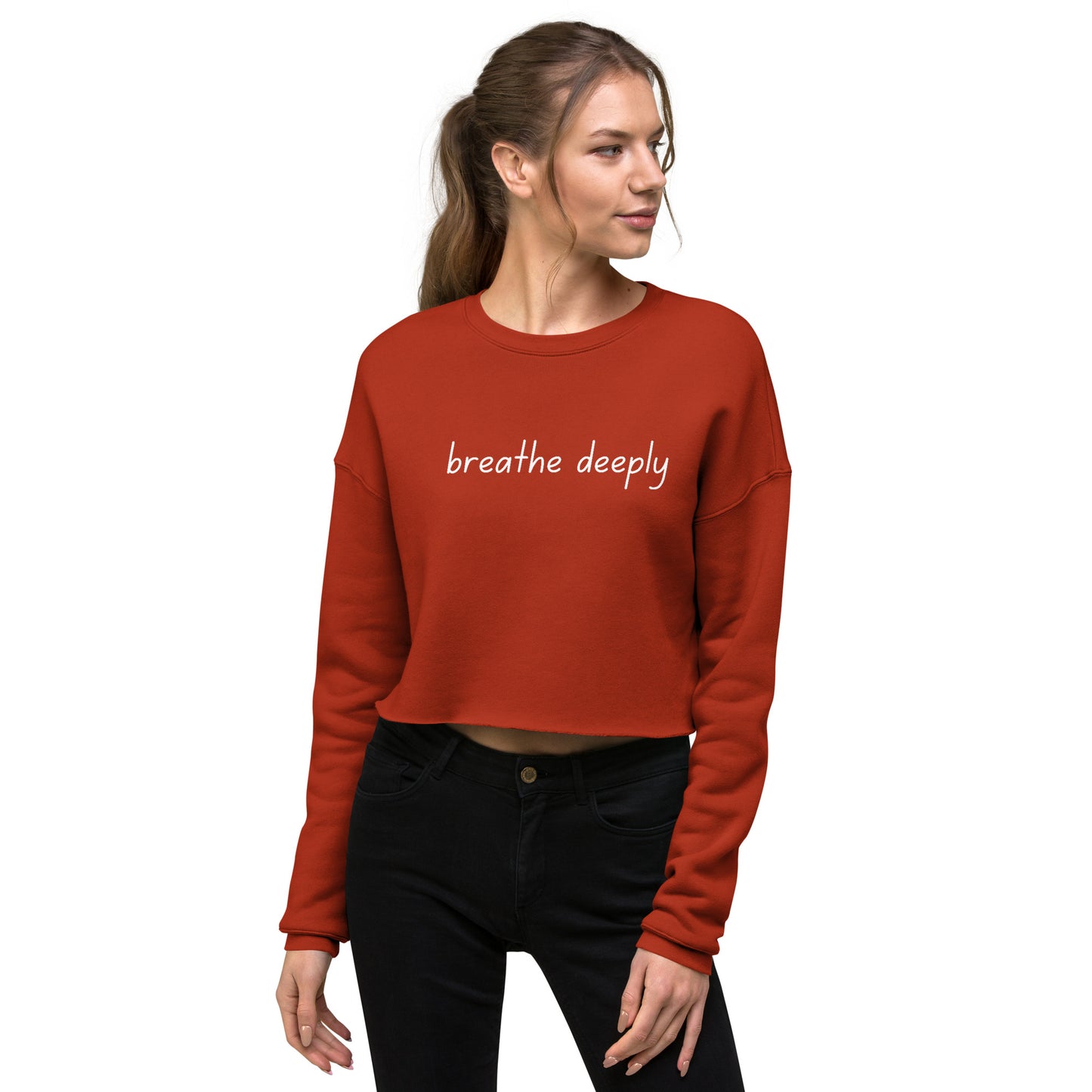 Breathe Deeply Cropped Sweatshirt in White