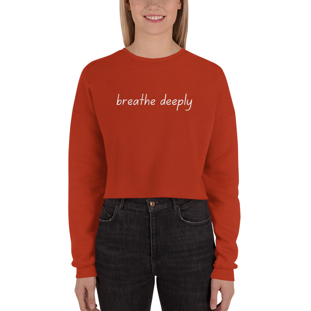 Breathe Deeply Cropped Sweatshirt in White