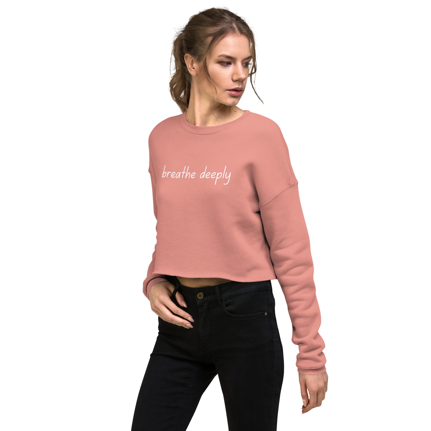 Breathe Deeply Cropped Sweatshirt in White