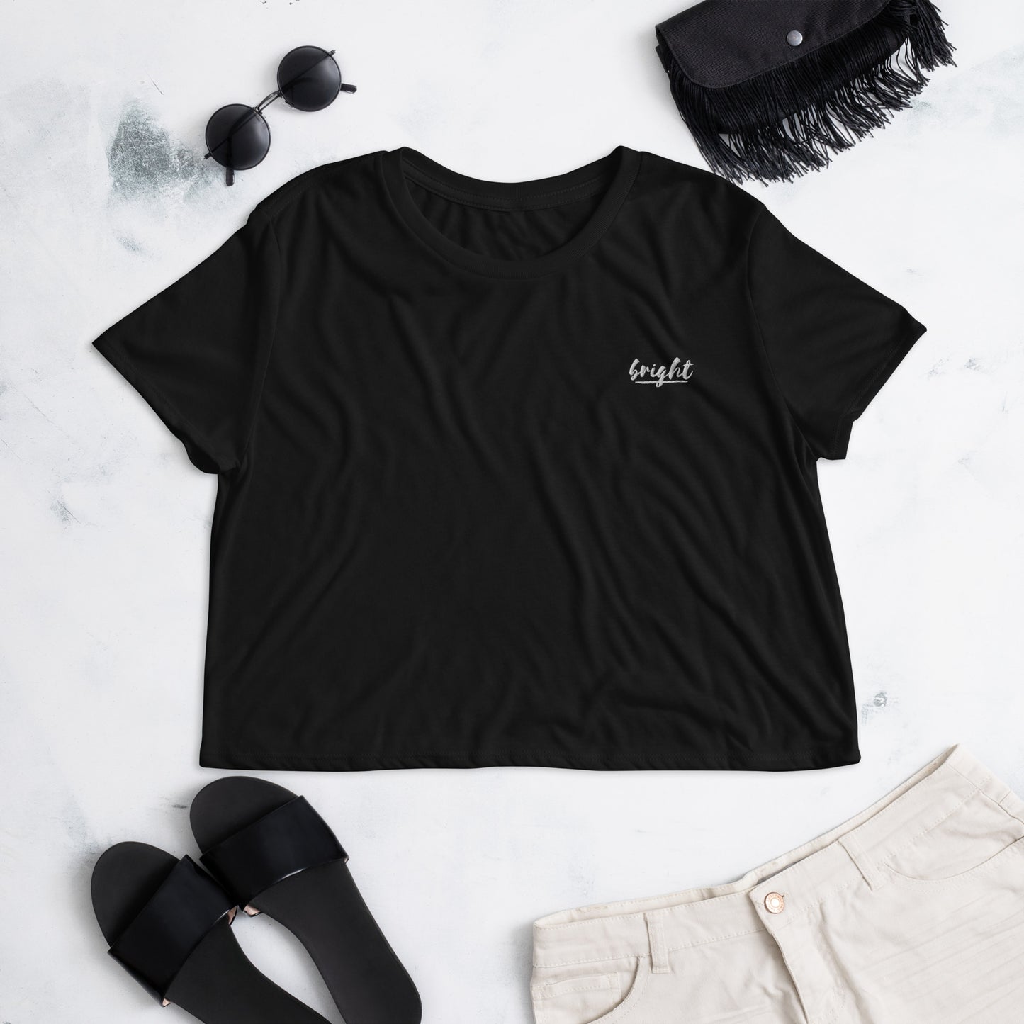 Bright Logo Flowy Cropped Tee